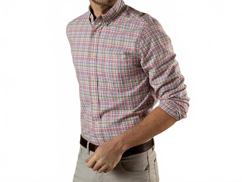 NEW DUCK HEAD long sleeve cotton twill sport shirt in rosewood